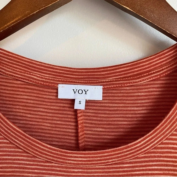 VOY Persimmon Cotton Blend Striped Pocket Short Sleeve T-shirt Maxi Dress - Picture 5 of 10